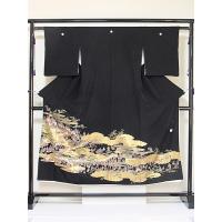 黒留袖 比翼(化繊) 平安御幸絵巻 落款付き 156cm前後ベスト : kimono