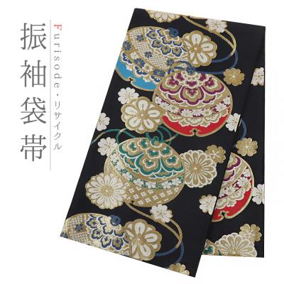 袋帯フルセット(7点)・極美品・ガード加工済・古典柄・深緑色・正絹・トールサイズ 袋帯 正絹 中古 全通 黒 赤 青 緑 紺色 金糸 鞠 梅 菊 着物 仕立て