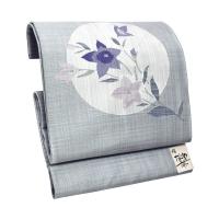 帯 正絹 名古屋帯 「灰白色 枝椿」 お仕立て上がり名古屋帯 お太鼓柄