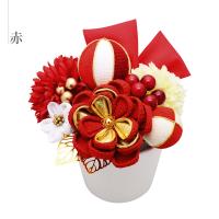 髪飾り 成人式 赤 白 黒 つまみ細工 Uピン 11点セット 「フラワー  