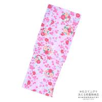 袷着物 単品「オレンジx浅緋色に桜」フリーサイズ 着物 小紋 洗える