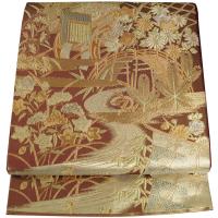 袋帯 中古 上質 19800円均一 京都 西陣 五匠織物 伝統の貴品 金糸 花 