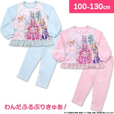 スイートプリキュア 130㎝ 冬パジャマ上下 生地厚 裏起毛 ピンク黄色 