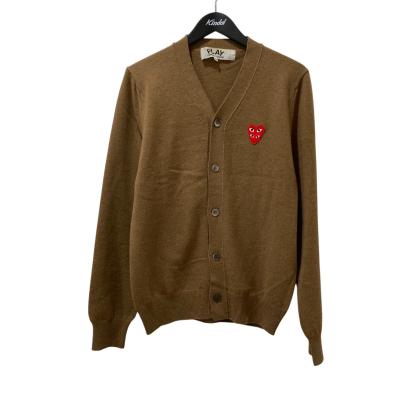 【希少黒ハート】プレイコムデギャルソン☆刺繍ロゴ ニット カーディガン 茶 希少黒ハート】プレイコムデギャルソン☆刺繍ロゴ ニット