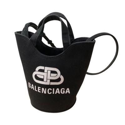 2508-143｜バレンシアガ トートバッグ キャンバス レザー ブラック 美品 バレンシアガ トートバッグ BB柄 キャンバス レザー 黒