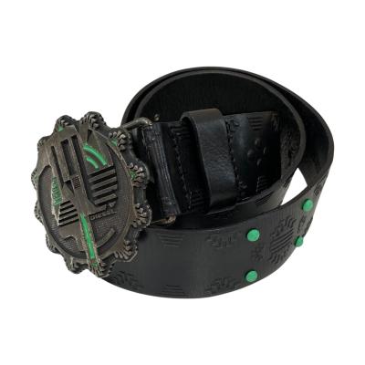 新品タグ付き DIESEL ディーゼル ベルト カウレザー ロゴ 緑 グリーン DIESEL メンズベルト（色：グリーン系）｜ファッション小物