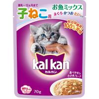 （まとめ買い）マース カルカン パウチ 12ヵ月までの子ねこ用 ゼリー仕立て お魚ミックス まぐろ・かつお・たい入り 70g 〔×40〕 | キリーショップ ヤフー店