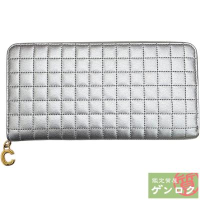 CELINE セリーヌ 長財布 ラウンド ミント グリーン レザー シルバーロゴ CELINE レディース長財布（色：シルバー系）｜財布｜ファッション