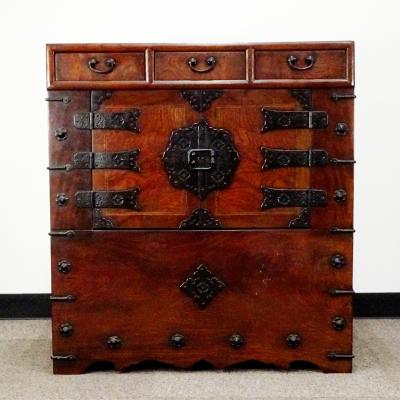 朝鮮古美術 李朝時代家具 木製漆器桶 時代物 アンティーク 蒐集