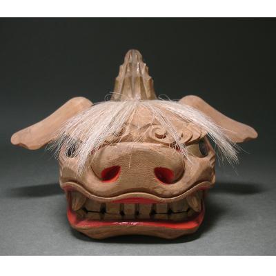 慶應◇コレクター大放出品 古い獅子頭 つくさ 木彫・黒塗 獅子頭 慶應◇コレクター大放出品 古い獅子頭 つくさ 木彫・黒塗 獅子頭