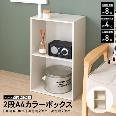 たけやんページ‼️ブラック2段BOX‼️ホワイトモール カラーボックス 2段（色：ホワイト系）のおすすめ人気商品一覧 通販
