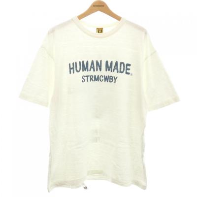 ヒューマンメイド Tシャツ カットソー L 白 ホワイト 無地 ラウンドネック 長袖Tシャツ メンズ ラウンドネック ロンT カットソー 長袖 シンプル t