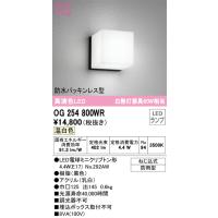 安心のメーカー保証 Ｔ区分オーデリック照明器具 OG254800WR （ランプ別梱包）『OG254800#＋NO292AW』 ポーチライト LED | 照明器具と住まいのこしなか