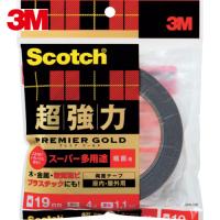 3M スコッチ 超強力両面テープ プレミアゴールド スーパー多用途 粗面用 19mm×4m(1巻) 品番：SPR-19R | 工具ランドヤフーショップ