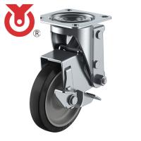 ユーエイ SHSKY-S125NRBDS-30 プレート式 自在 クッションキャスター ゴム 車輪径125mm ストッパー付き SKYタイプ SHSKY-DS型 取付寸法80×80(75×75) (1個) | 工具ランドヤフーショップ