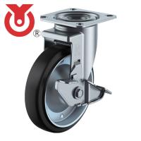 ユーエイ RJ2-100WS-P プレート式 自在 キャスター ゴム 車輪径100mm ストッパー付き Jタイプ RJ2-S型 取付寸法71×71(68×68) (1個) | 工具ランドプラス