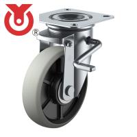 ユーエイ PMS-150GUBLB(R) プレート式 自在 キャスター ウレタン 車輪径150mm ストッパー付き PMタイプ PMS-LB(R)型 取付寸法94×94(87×87) (1個) | 工具ランドプラス