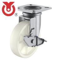 ユーエイ SUS-NJ-100S プレート式 自在 ステンレスキャスター ナイロン 車輪径100mm ストッパー付き Jタイプ SUS-J-S型 取付寸法74×74(67×67) (1個) | 工具ランドプラス