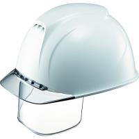 タニザワ　エアライト搭載ヘルメット（透明バイザータイプ・溝付・通気孔付・ワイドシールド付）　透明バイザー：グレー／帽体色：白 1830VJ-SE-V2-W1-J | 工具の楽市