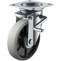 ユーエイ プレート式 自在 キャスター ウレタン 車輪径１５０ｍｍ ストッパー付き ＰＭタイプ ＰＭＳ-ＬＢ(Ｒ)型 取付寸法９４*９４(８７*８７) PMS-150GUBLB(R) | 工具の楽市