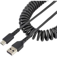 スターテック　ＵＳＢケーブル／Ａ−Ｃ／１ｍ／ＵＳＢ　２．０／コイル状／高耐久アラミド／ＢＫ R2ACC-1M-USB-CABLE | 工具の楽市