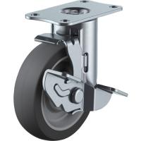 ユーエイ　プレート式　自在　キャスター　エラストマー　車輪径７５ｍｍ　ストッパー付き　ＳＩＬＥＮＴタイプ　ＥＦ−ＤＳ型　取付寸法５６×２８ EF-75ELSBDS | 工具の楽市