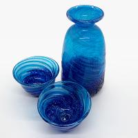 琉球ガラス、冷酒用とっくりとおちょこ。 グラス 酒器セット とっくり おちょこ セット 日本酒 酒器 盃 冷酒