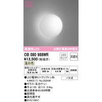 安心のメーカー保証 オーデリック照明器具 ブラケット 一般形 OB080988WR （ランプ別梱包）『OB080988#＋NO292AW』  LED Ｎ区分 | 暮らしの照明