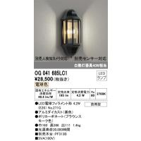 安心のメーカー保証 オーデリック照明器具 ポーチライト OG041685LC1 （ランプ別梱包）『OG041685#＋NO271G』  LED Ｔ区分 | 暮らしの照明