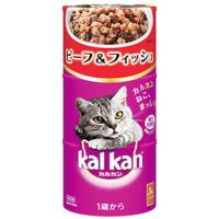 マースジャパン　カルカン　ハンディ缶　1歳から　ビーフ＆フィッシュ　(160g×3缶)　キャットフード　ウェット　猫缶 | くすりの福太郎