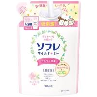 バスクリン ソフレ マイルド・ミー ミルク入浴液 和らぐサクラの香り 10回分 つめかえ用 (600mL) 詰め替え用 ベビー用 入浴剤 | くすりの福太郎