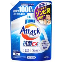 花王 アタック抗菌EX 超特大サイズ つめかえ用 (1kg) 詰め替え用 液体洗剤 洗たく用洗剤 | くすりの福太郎