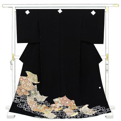 黒留袖 正絹 蘇州刺繍 世界三大刺繍 総刺繍 作家物「しょう子」落款あり 五つ紋 蘇州刺繍 ファッション 黒留袖 正絹 蘇州刺繍 世界三大刺繍 総