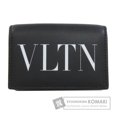 VALENTINO 三つ折り財布 黒 ロックスタッズ グレインカーフスキン 三つ折り財布 for