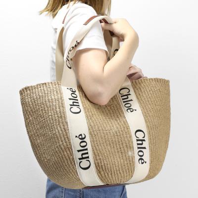 j27【美品】クロエ　ウッディ　ラージ　キャンバス　トートバッグ　肩掛け　A4可 ◇Chloe(クロエ)ウッディラージキャンバストート (Chloe/トート