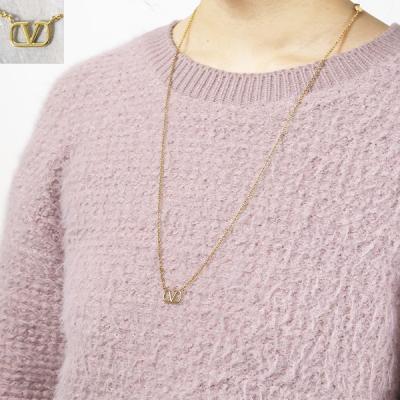 2442-1 極美品✨VALENTINO　ネックレス　Vロゴ　ラインストーン 2442-1 極美品✨VALENTINOネックレスVロゴラインストーン