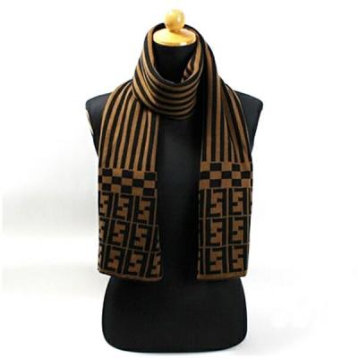 FENDI ズッカ柄　マフラー　カシミヤ混　ニット　ベージュ　ブラウン　ボルドー FENDI ズッカ柄 マフラー カシミヤ混 ニット ベージュ ブラウン