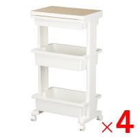 JEJ リセテーブルワゴン引出付ウッド 3段 ホワイト×4個 ケース販売 | Arclands Online 2号館 ヤフー店
