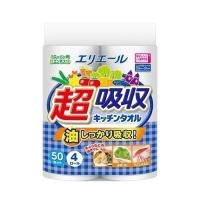 4セット   エリエール 超吸収キッチンタオル 50カット 4ロール キッチン用品 油ふき 水切り 油 天ぷら ペーパータオル 大王製紙 | SUGARTIME