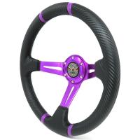 アルティード(ALTEED) スポーツステアリング 350φ ディープコーンモデル 紫スポークxカーボンデザイン 自動車用社外ハンドル | LANUI