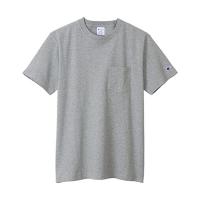 チャンピオン Tシャツ 半袖 丸首 綿100% COTTON USA ショートスリーブポケットTシャツ ベーシック C3-X357 メンズ グレー L | LARGO Yahoo!店