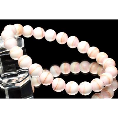 N109 / 天然石 カスタムボールペン クィーンコンクシェル クィーンコンクシェル ラウンド10mm 1連｜天然石ビーズの卸問屋