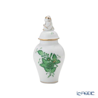 希少 Herend ヘレンド 花瓶 グリーン 薔薇 手描き 花器 飾り壺 herend