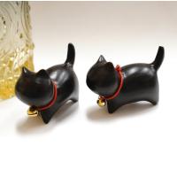 ネコ 置物 】 三毛猫 手作り 木彫り サンダルウッド ビャクダン 木製
