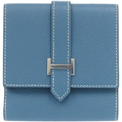 美品 エルメス Wホック財布 ベアン レクトベルソ ヴォーエプソン ブルージーン □L刻印 二つ折り財布 1509【中古】HERMES HERMES（エルメス） 美品 Wホック財布 ベアン レクトベルソ ヴォー