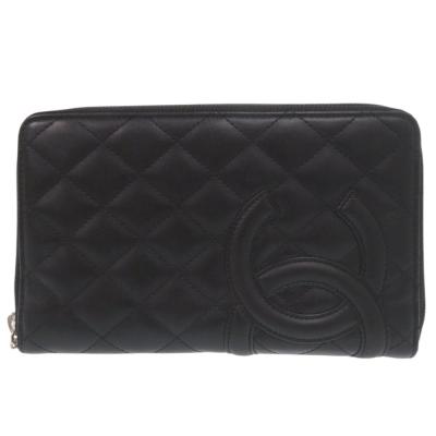 CHANEL シャネル カンボンライン ラウンドファスナー長財布 黒の