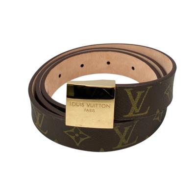 美品 ルイヴィトン モノグラム サンチュール ベルト ゴールド ブラウン メンズ LOUIS VUITTON ルイヴィトン モノグラム サンチュール オヴァール