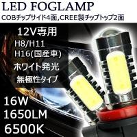 LEDフォグランプ H8/H11/H16(国産車)COB＆CREEチップ 16W 1650ルーメン 6500K 2本セット 送料無料 | Life Ideas