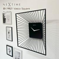 掛け時計 おしゃれ 北欧 時計 壁掛け時計 ウォールクロック NEXTIME NXT-3303ZW Vasco Square スクエア ブラック スイープムーブメント 秒針なし 静か 静音 | ライフスタイルショップfunfun