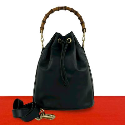 良品 グッチ ヴィンテージ バンブーハンドル レザー ハンドバッグ